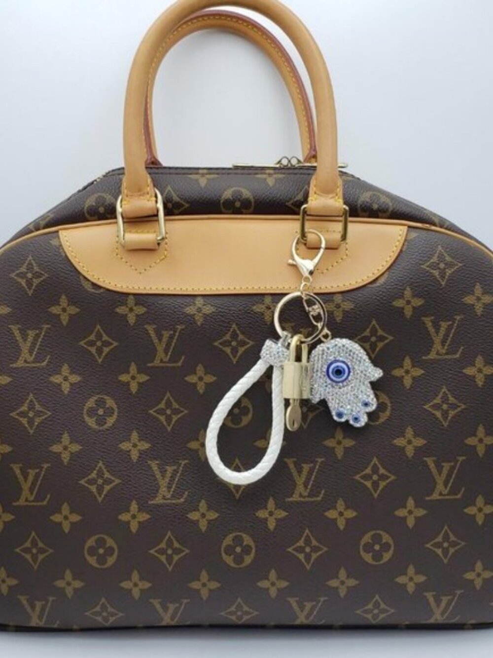 Louis Vuitton Gold Padlock 🔒 Key Set Authentic LV w/ Unbranded Evil Eye Charm - Picture 2 of 9