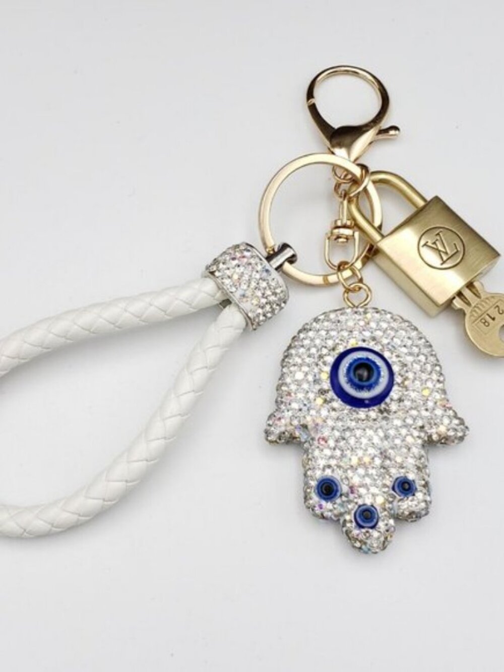 Louis Vuitton Gold Padlock 🔒 Key Set Authentic LV w/ Unbranded Evil Eye Charm - Picture 8 of 9