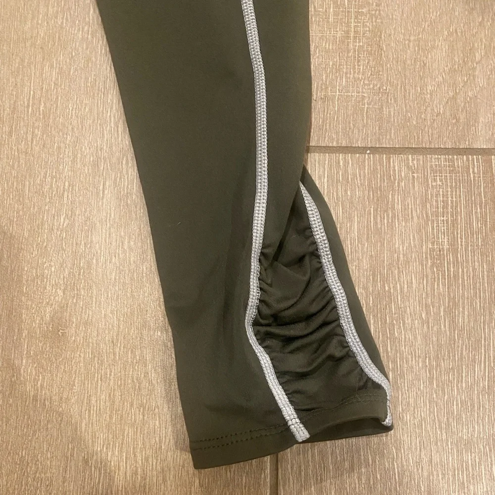 FP Movement by Free People Olive Green High-Waist Leggings with White Piping - Picture 3 of 5