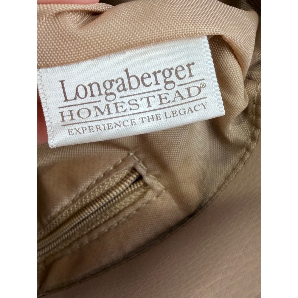 Longaberger Homestead Plaid Shoulder Bag Burgundy Tan Cream Faux Leather Trim - Picture 4 of 10