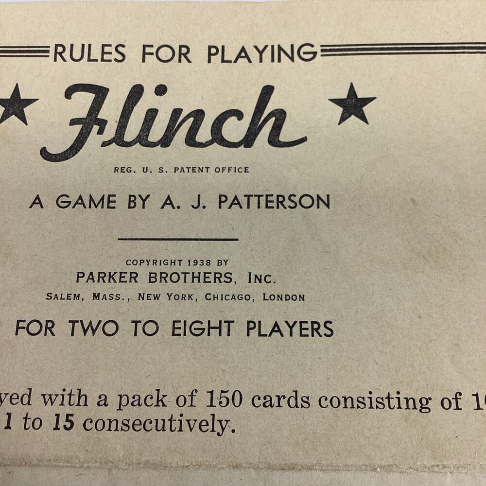 Vintage Flinch Card Game Complete Parker Brothers 1938 Classic Family Red Box - Picture 9 of 12