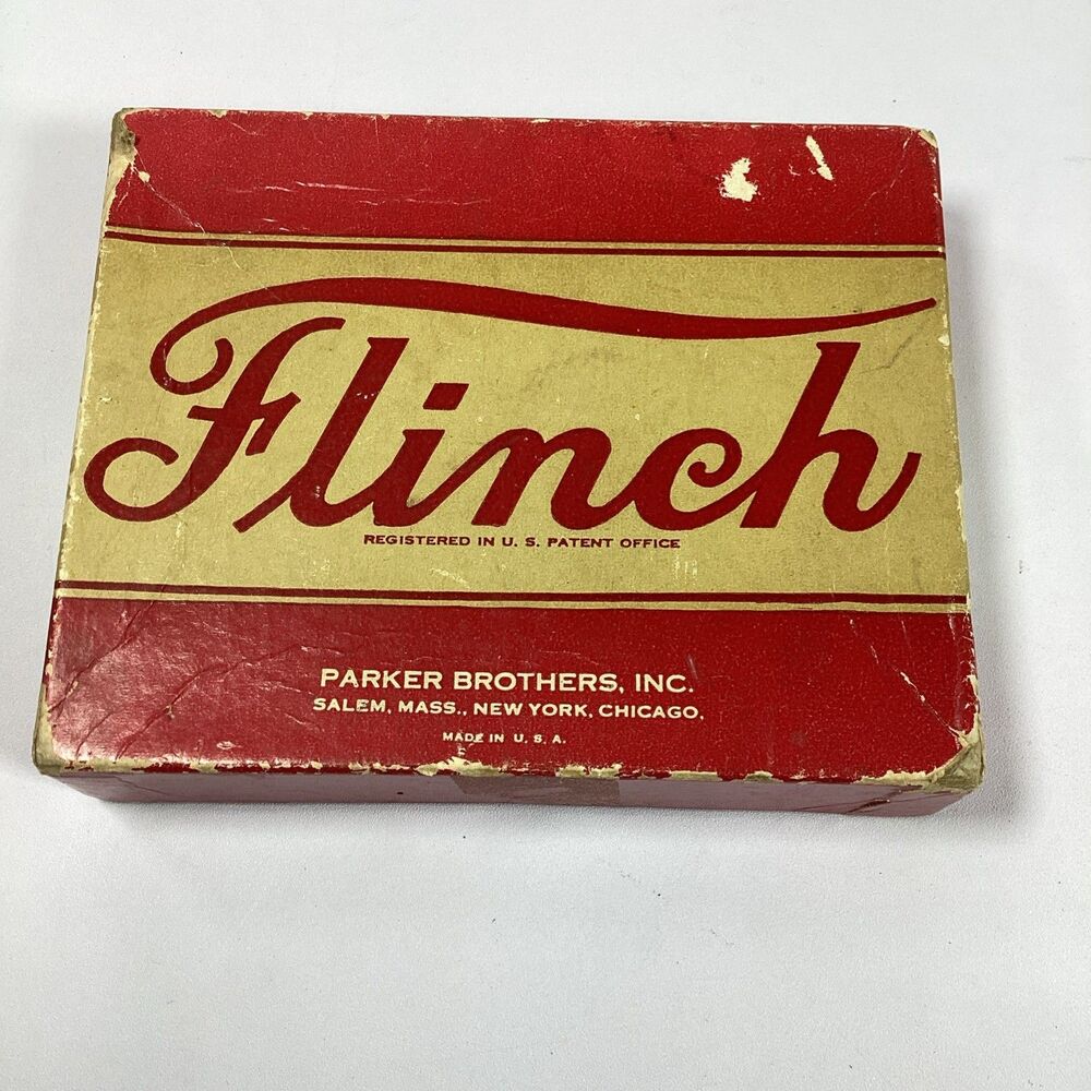 Vintage Flinch Card Game Complete Parker Brothers 1938 Classic Family Red Box