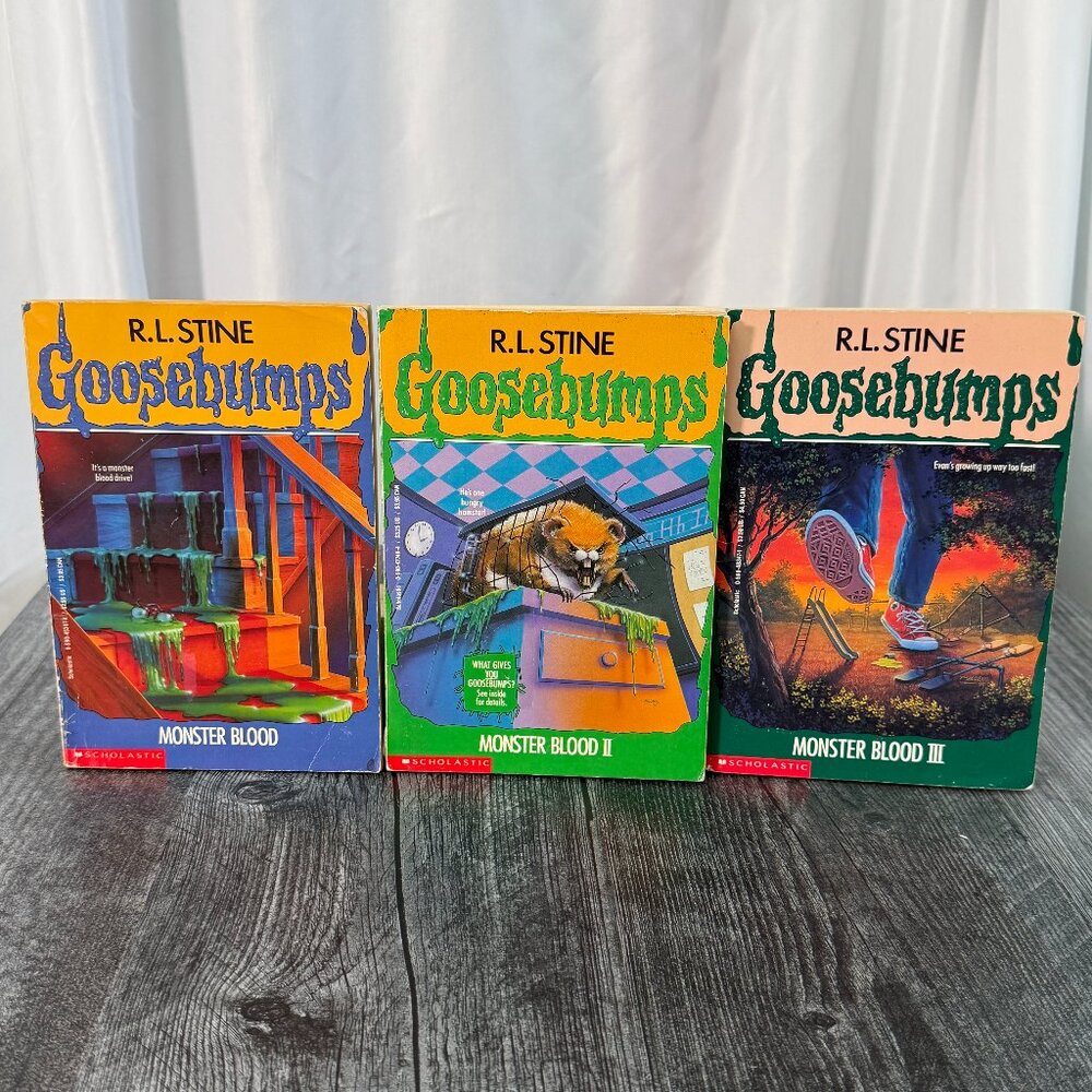 Goosebumps Monster Blood 1 2 3 Vintage Bumpy Cover Book Lot