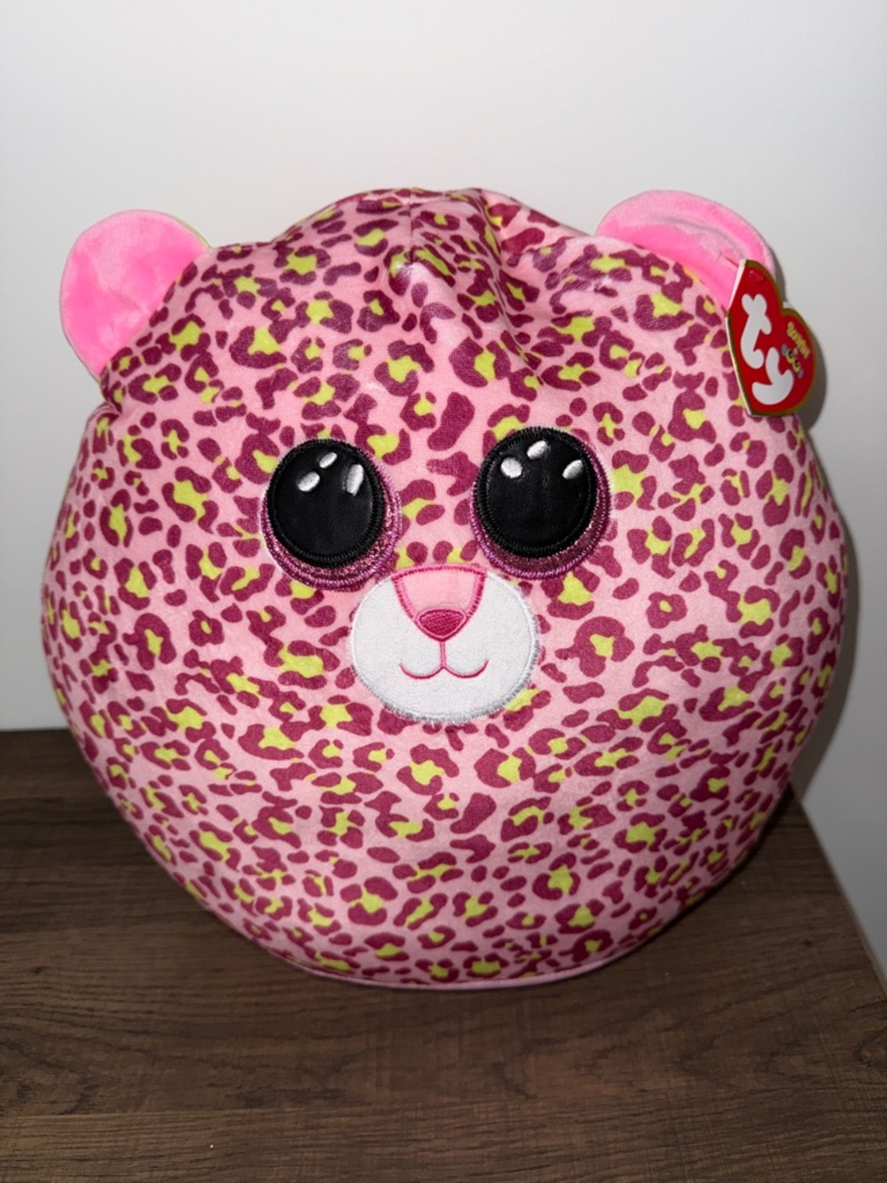 Ty Large Squish a Boos Pink and Yellow Leopard Squishy Plush
