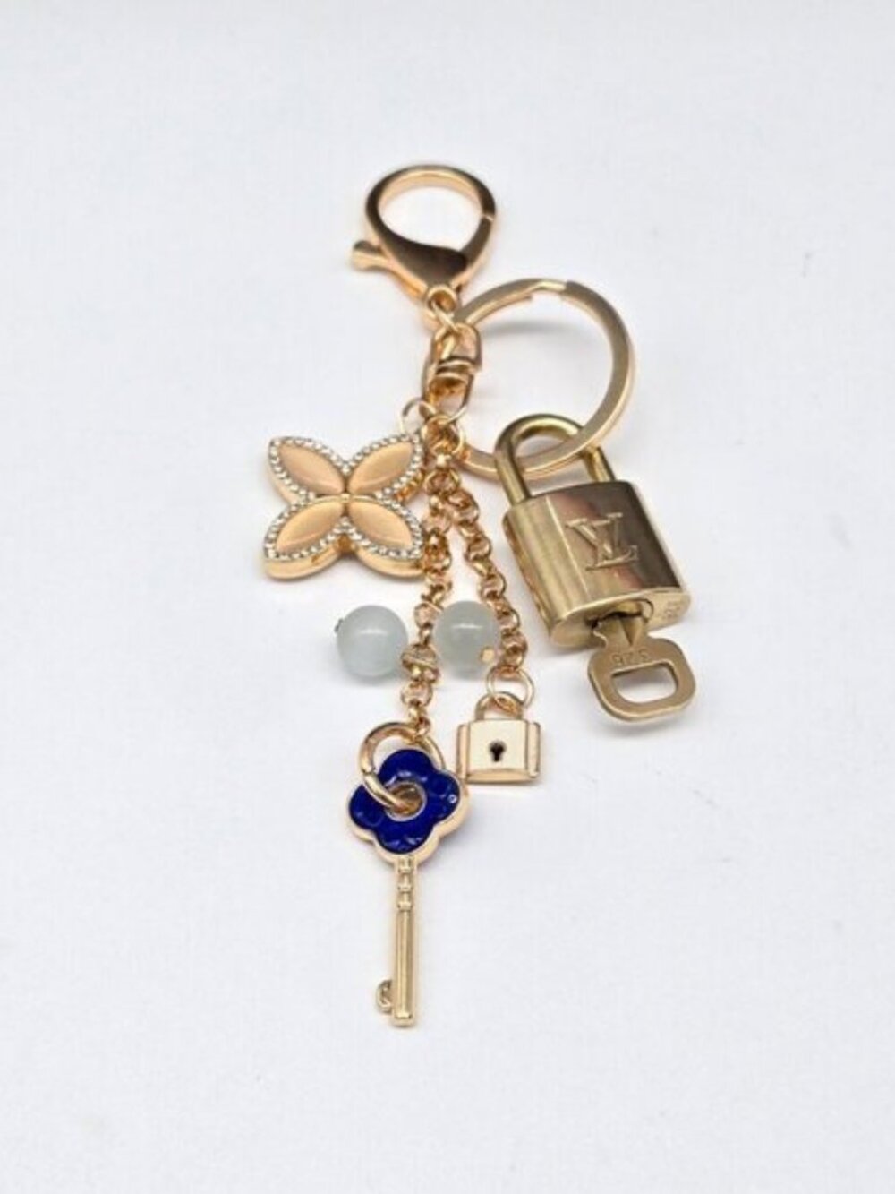 Authentic Louis Vuitton Gold Lock & Key 🔑 Bag Charm w/ Unbranded Charm - Picture 6 of 9