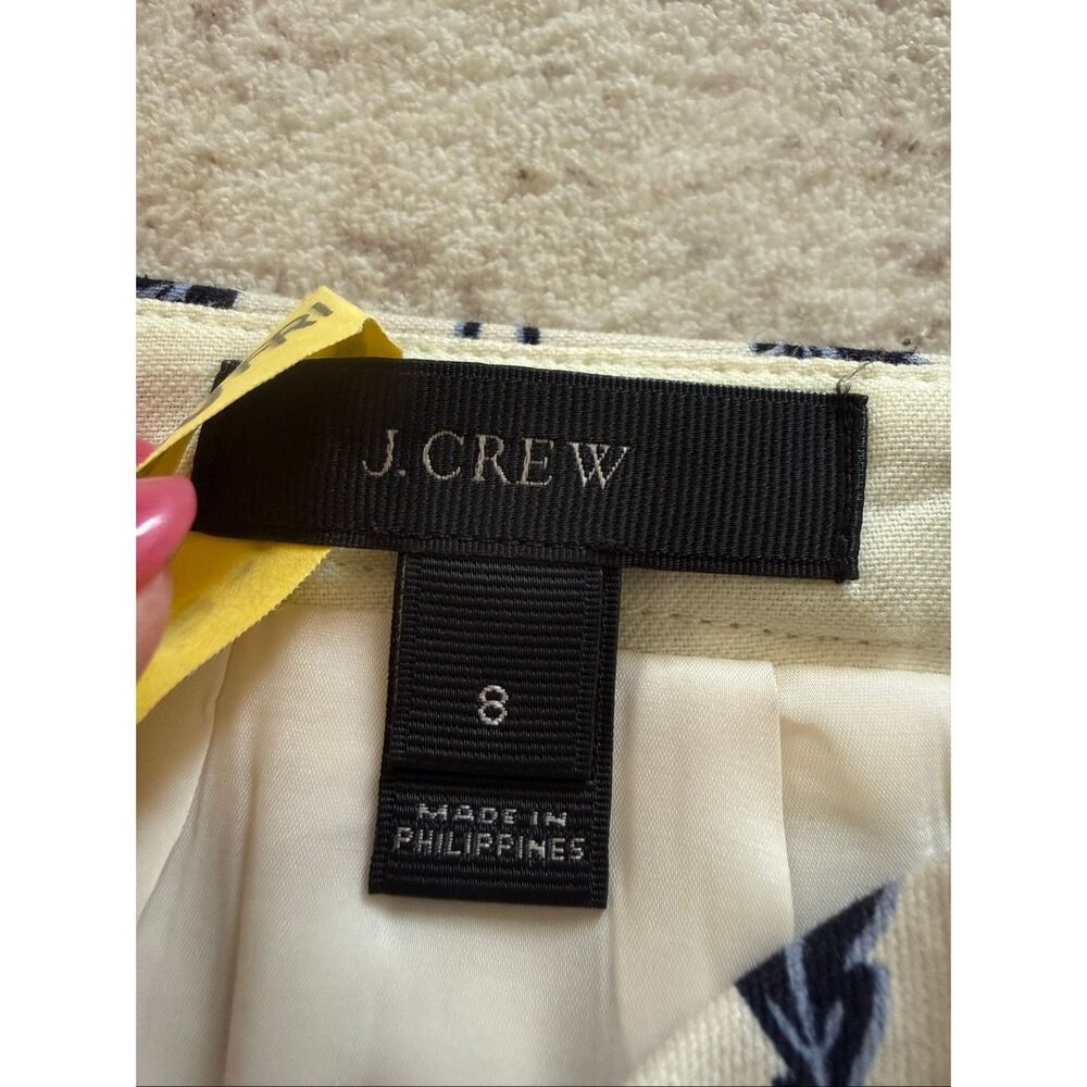 J. Crew Women's Floral Back Zip Lined Pencil Skirt Blue White Size 8 - Picture 2 of 9