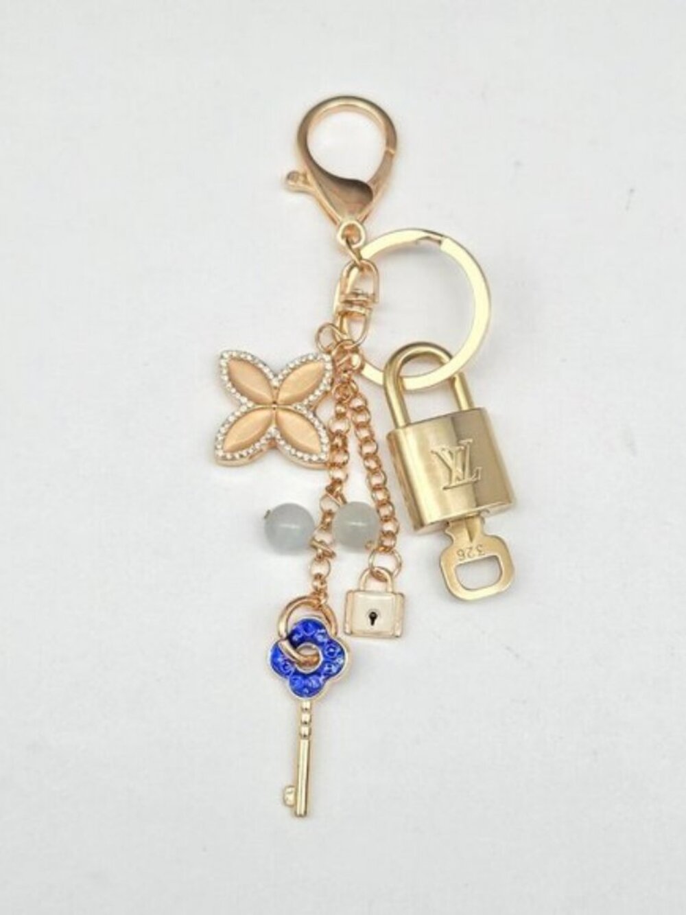 Authentic Louis Vuitton Gold Lock & Key 🔑 Bag Charm w/ Unbranded Charm - Picture 2 of 9
