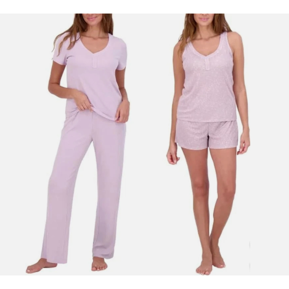 Live2Lounge Women’s 4‑Pc Pointelle Lounge Set Purple Size Small NWT