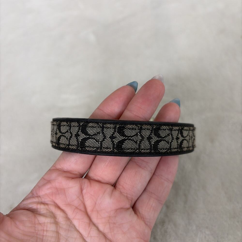 COACH Black Leather + CC Cloth Logo Dog Collar 4003 Sz Small Vintage Bnfts Chrty - Picture 6 of 7