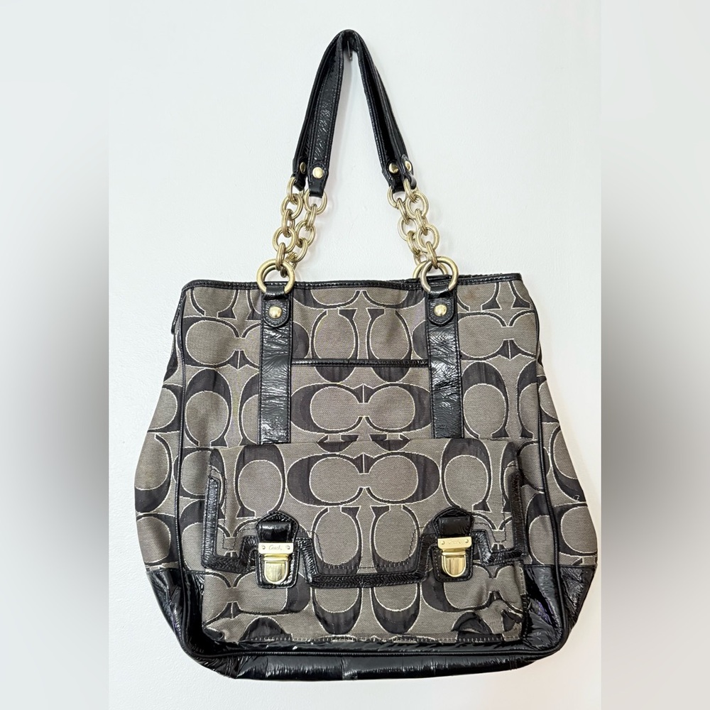 Coach Black & Brown Signature Shoulder Bag