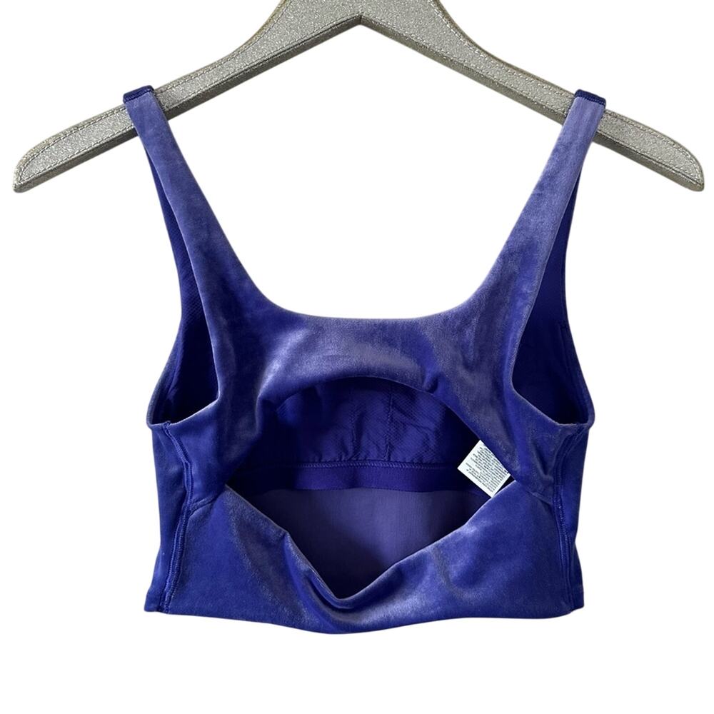 Athleta Velvet Cut Out Crop Top Bra Noble Blue - Picture 2 of 4