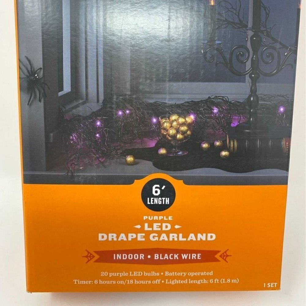 Target Hyde & EEK! Boutique™ 6' LED Black Glitter Garland Purple String Lights - Picture 6 of 8