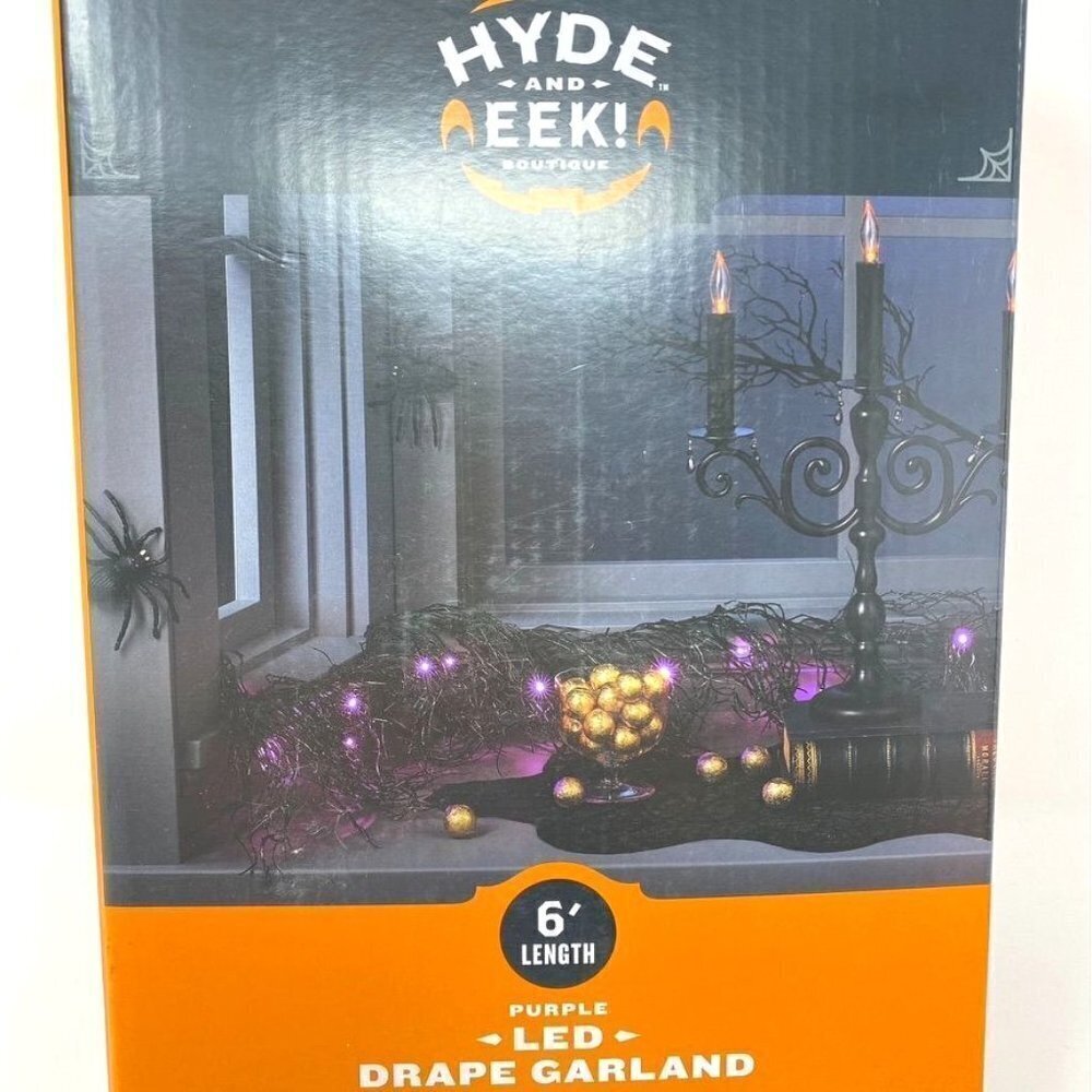 Target Hyde & EEK! Boutique™ 6' LED Black Glitter Garland Purple String Lights - Picture 5 of 8