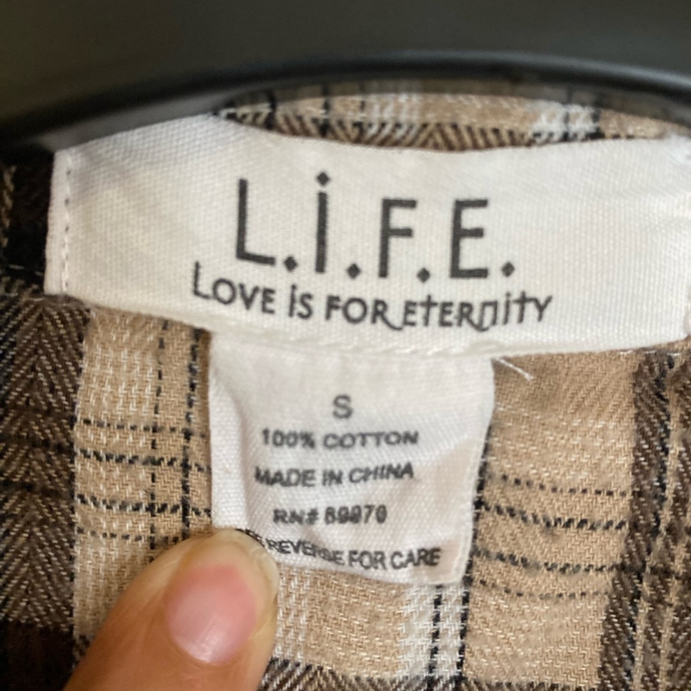 L.i.f.e 100% cotton Plaid Button-Up Shirt - Beige & Brown - Picture 3 of 5