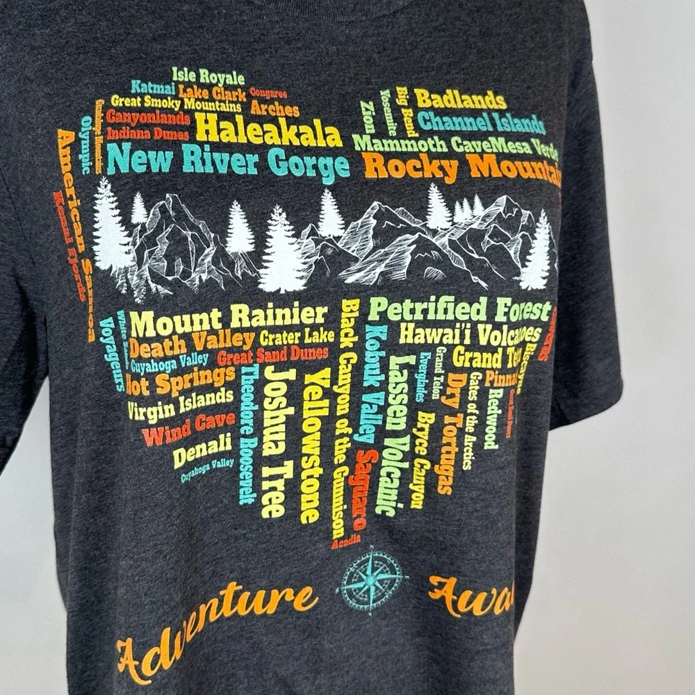 US National Park System T-Shirt, Heart, Nature, Gray, Size Medium - Picture 2 of 6