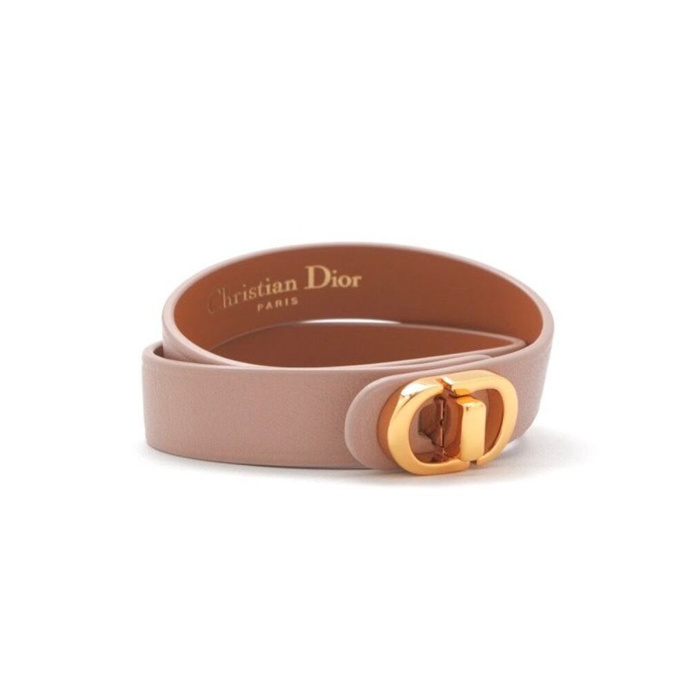 Christian Dior 30 Montaigne Bracelet Double Bracelet CD Logo Leather Pink