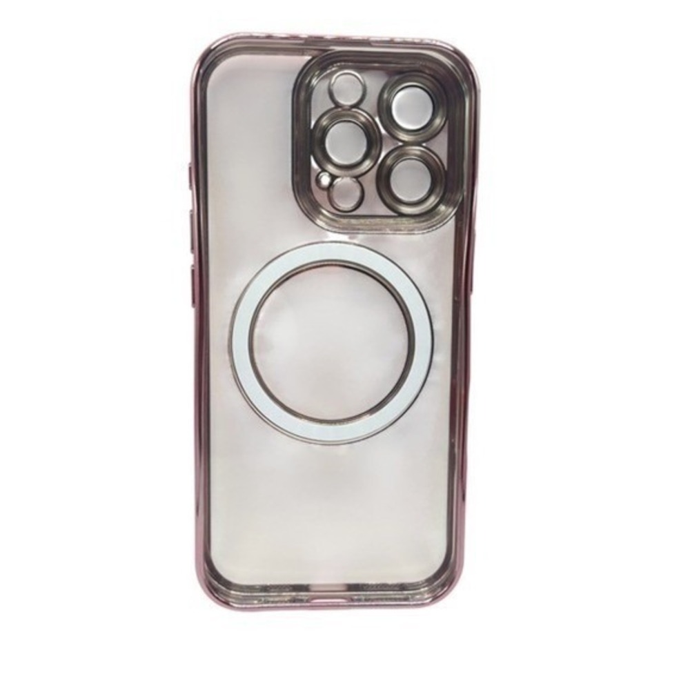 iPhone 16 Pro Max Clear Protective Case Pink Metallic Trim NEW - Picture 2 of 9