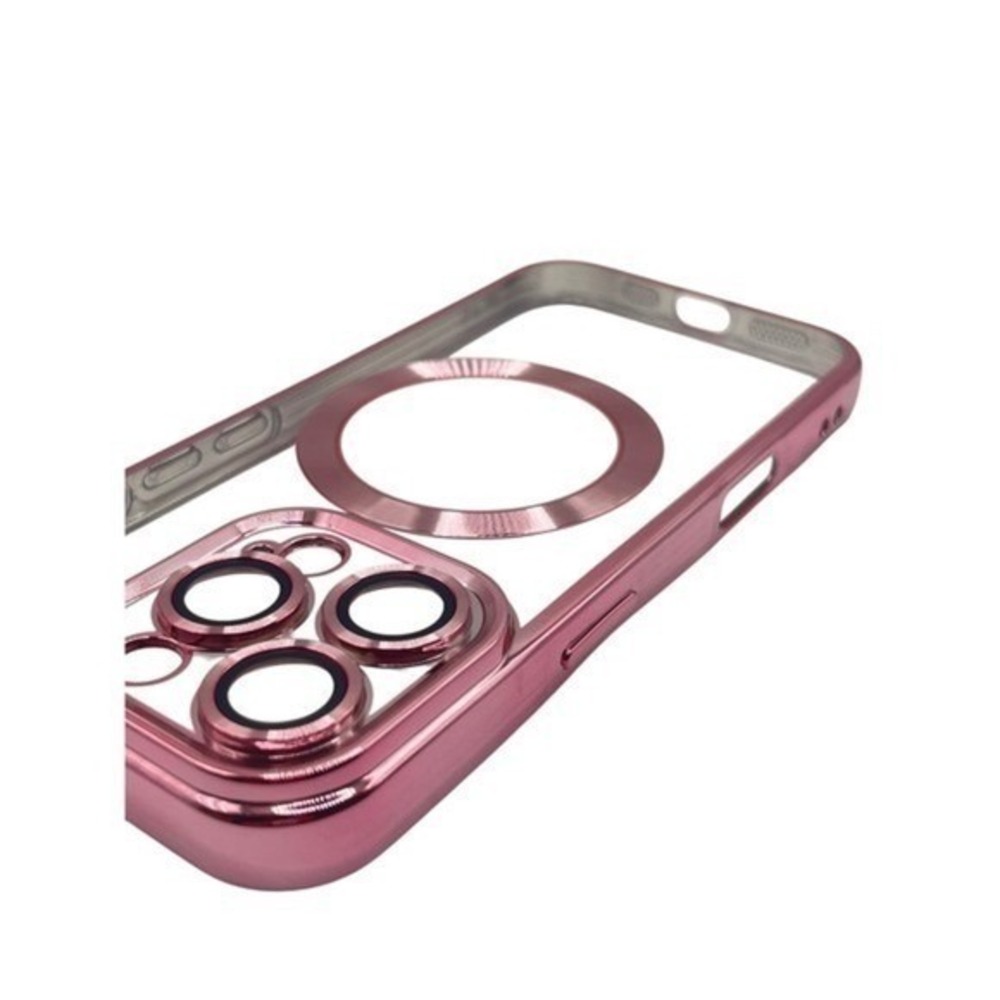 iPhone 16 Pro Max Clear Protective Case Pink Metallic Trim NEW - Picture 4 of 9