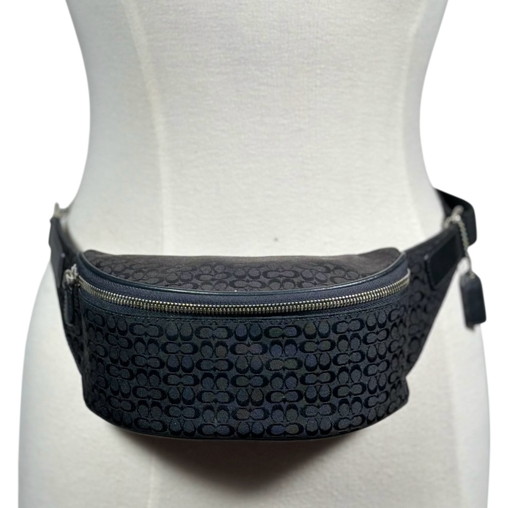 COACH Vintage Signature Jacquard Monogram Canvas Belt Bag / Waist Pack