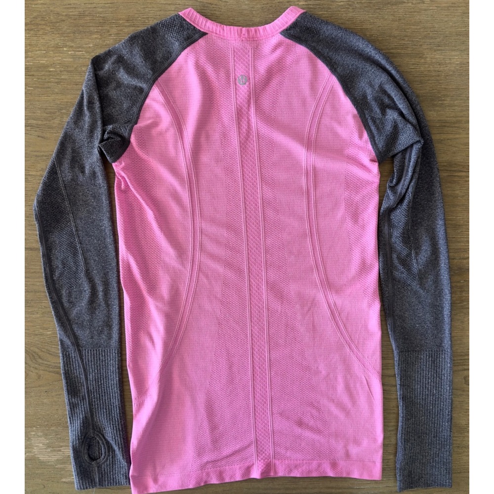 Lululemon Swiftly Tech Long Sleeve Top-Grey/Pink Combo-Slim Fit-Women's Size 4‎ - Picture 14 of 14