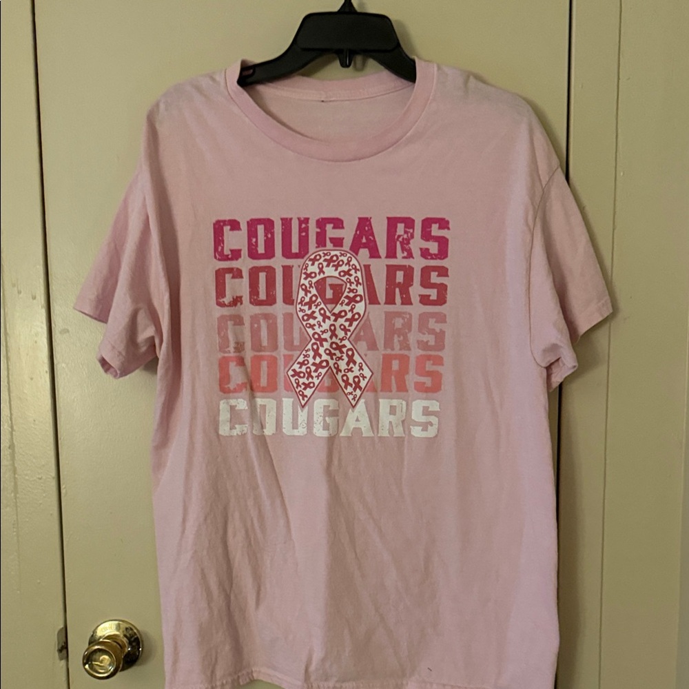 Girls Pink Cougars Breast Cancer Awareness T-Shirt