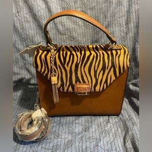 Dune London calf hair zebra stripe convertible clutch bag nwt