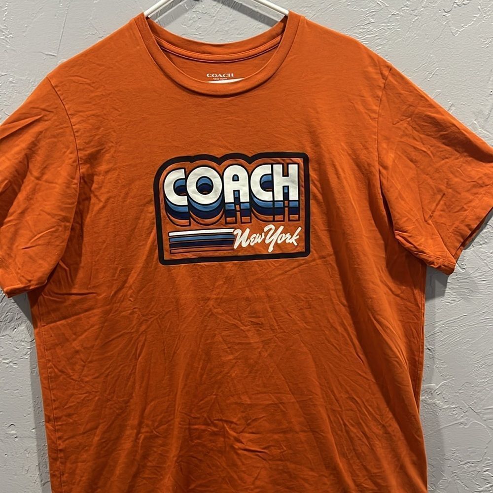 🔥🔥 COACH NEW YORK Designer Brand T-shirt Women Sz XL -‎ Burnt Orange - PERFECT