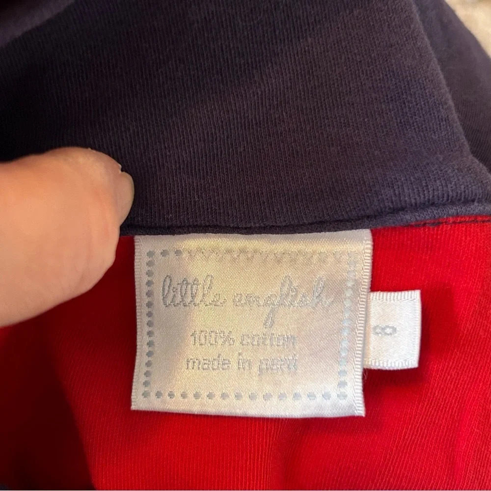 Little English Boy's Size 8 Hastings Half-Zip Red Navy Blue Pullover Colorblock - Picture 3 of 5