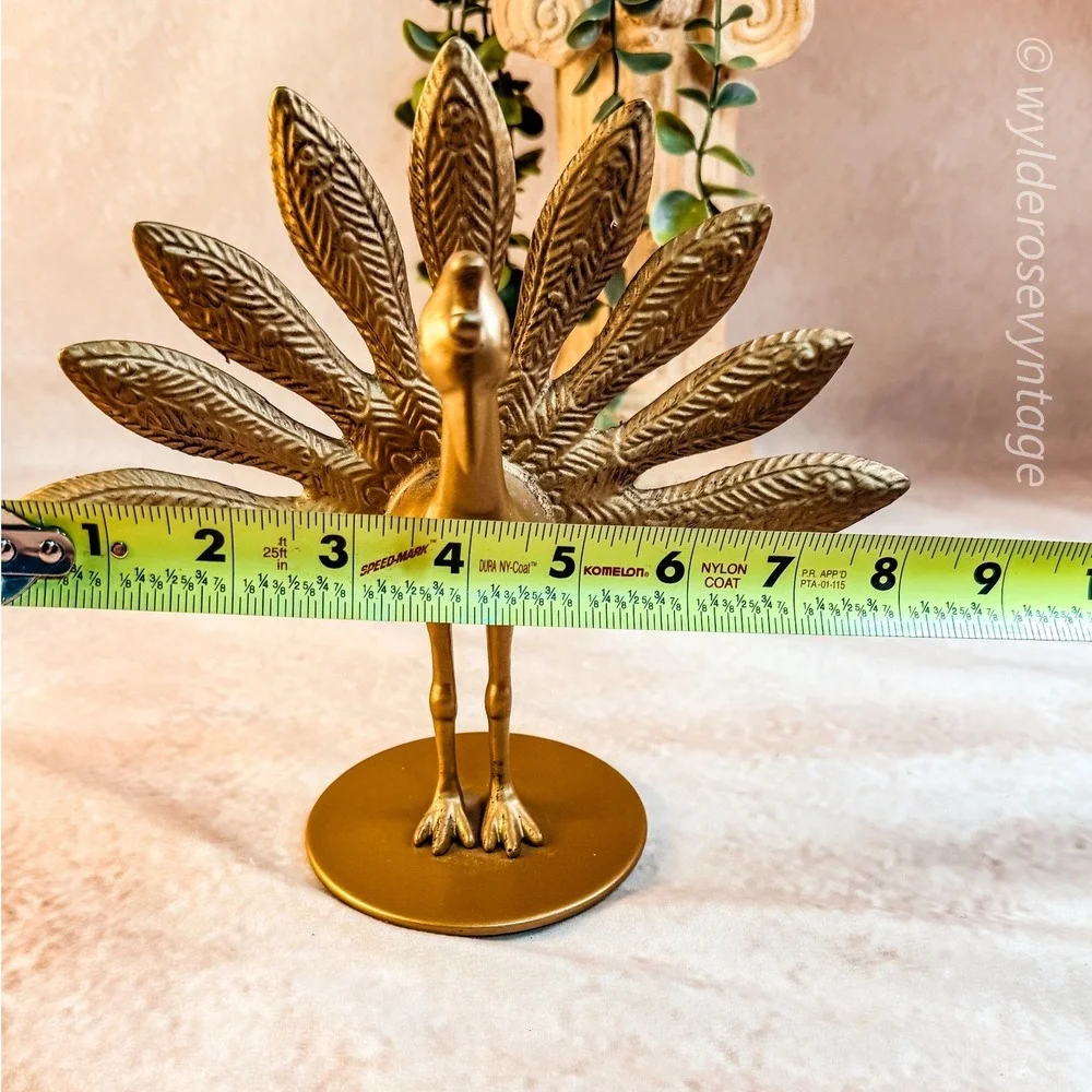 Brass Toned Peacock Sculpture - Picture 7 of 7