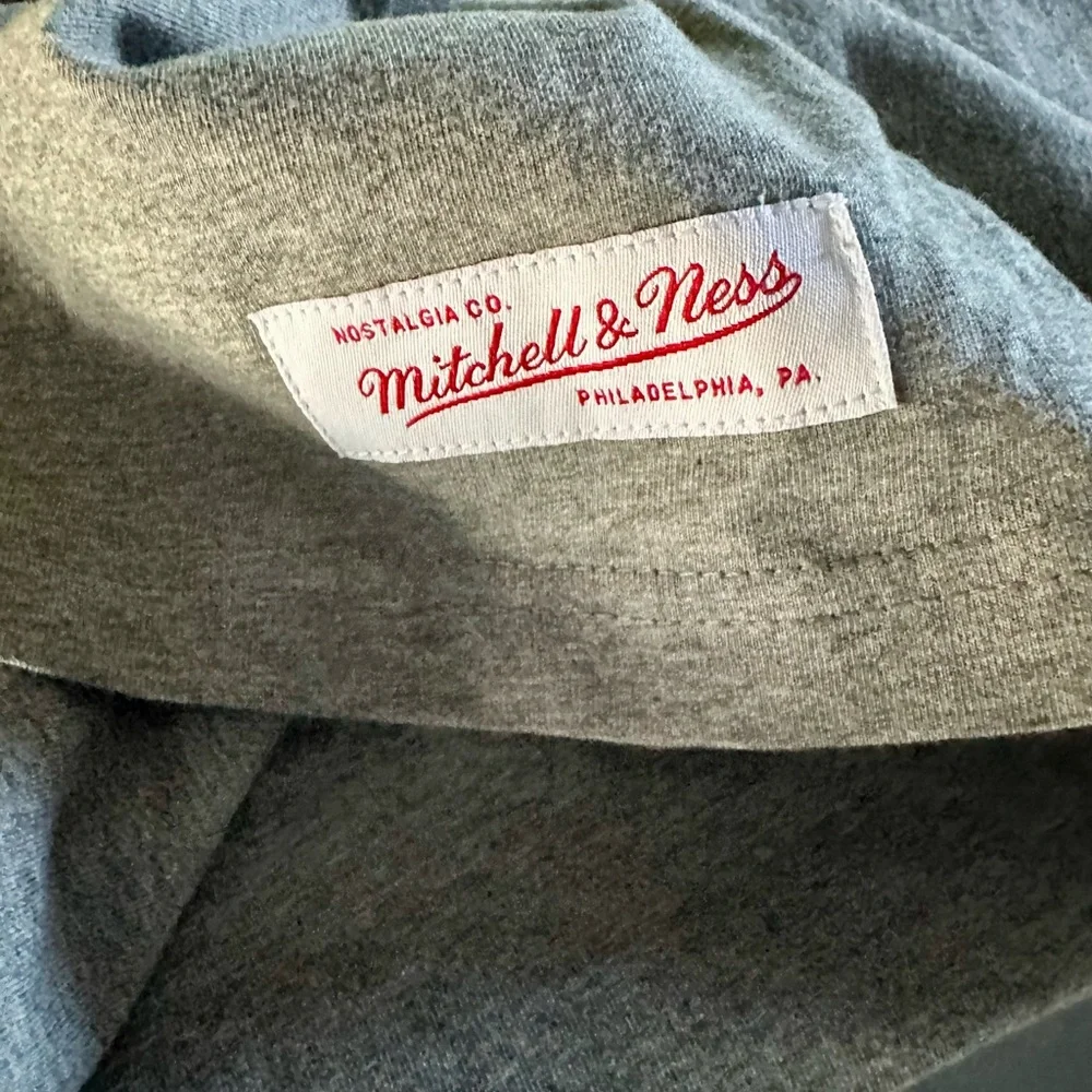 Mitchell & Ness Gray Crewneck Tee with Red Script Label - Picture 7 of 10