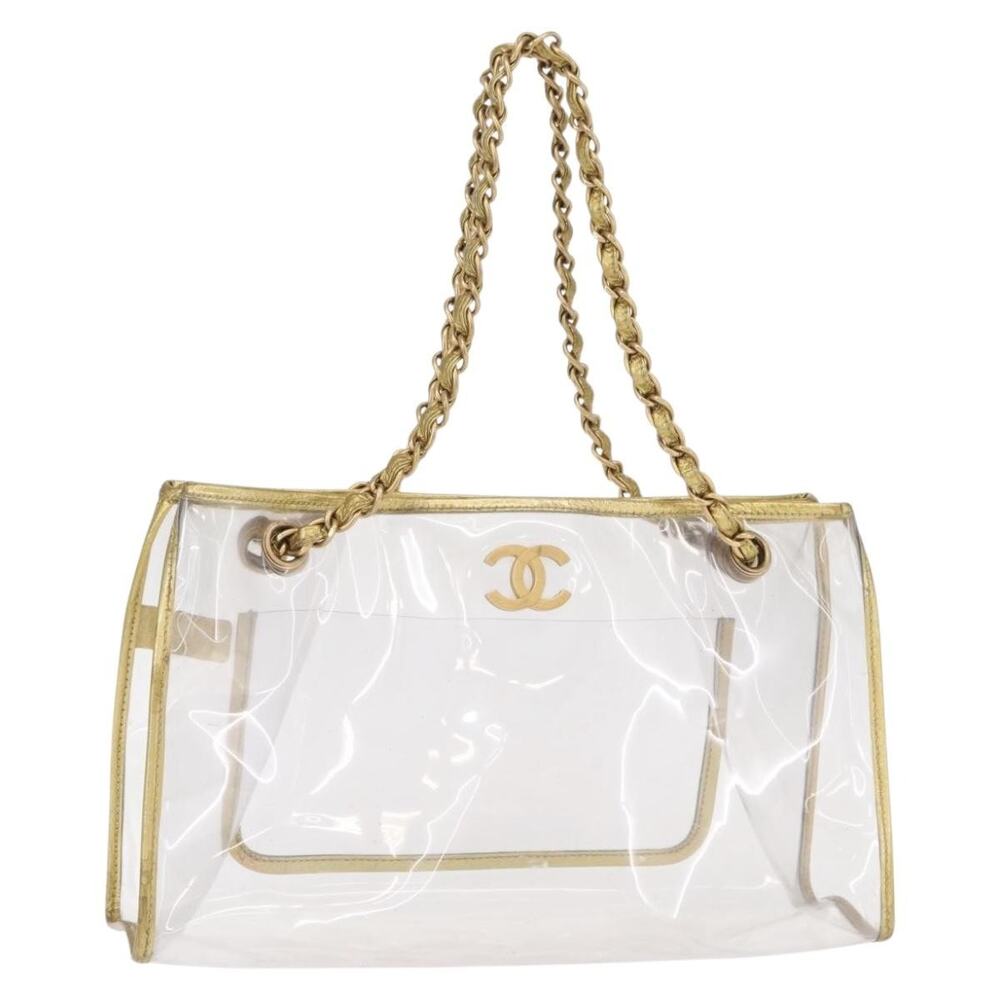 Chanel Chain Tote Bag Vinyl Clear CC
