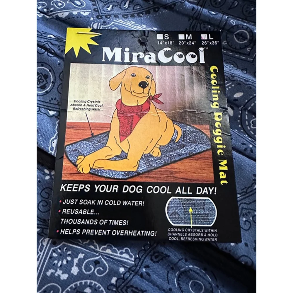 MiraCool Reusable Cooling Dog Mat, Large 26x36 Blue Bandana Pattern - Picture 2 of 6