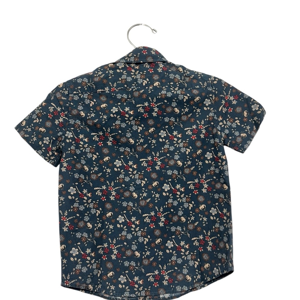 Boys + Arrows Navy Floral Short-Sleeve Button-Down Shirt Size 3 - Picture 2 of 5