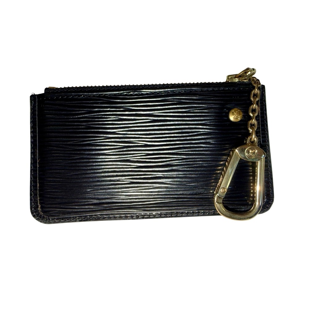 Louis Vuitton Cles Key Pouch Black Epi Leather Zip Wallet
