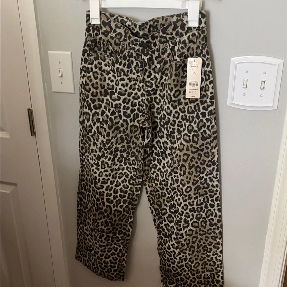 Girls NWT Leopard Print Wide-Leg Pants - Picture 1 of 5