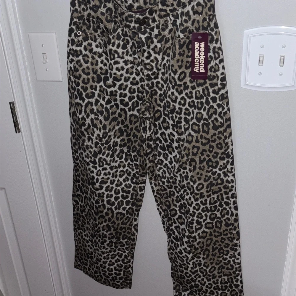 Girls NWT Leopard Print Wide-Leg Pants - Picture 4 of 5