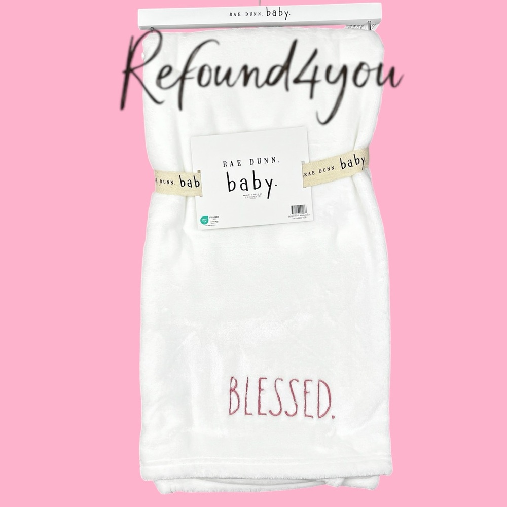 Rae Dunn - ‘Blessed - Pink’ Plush Baby Blanket. 30“x40“ NWT Firm unless bundled!