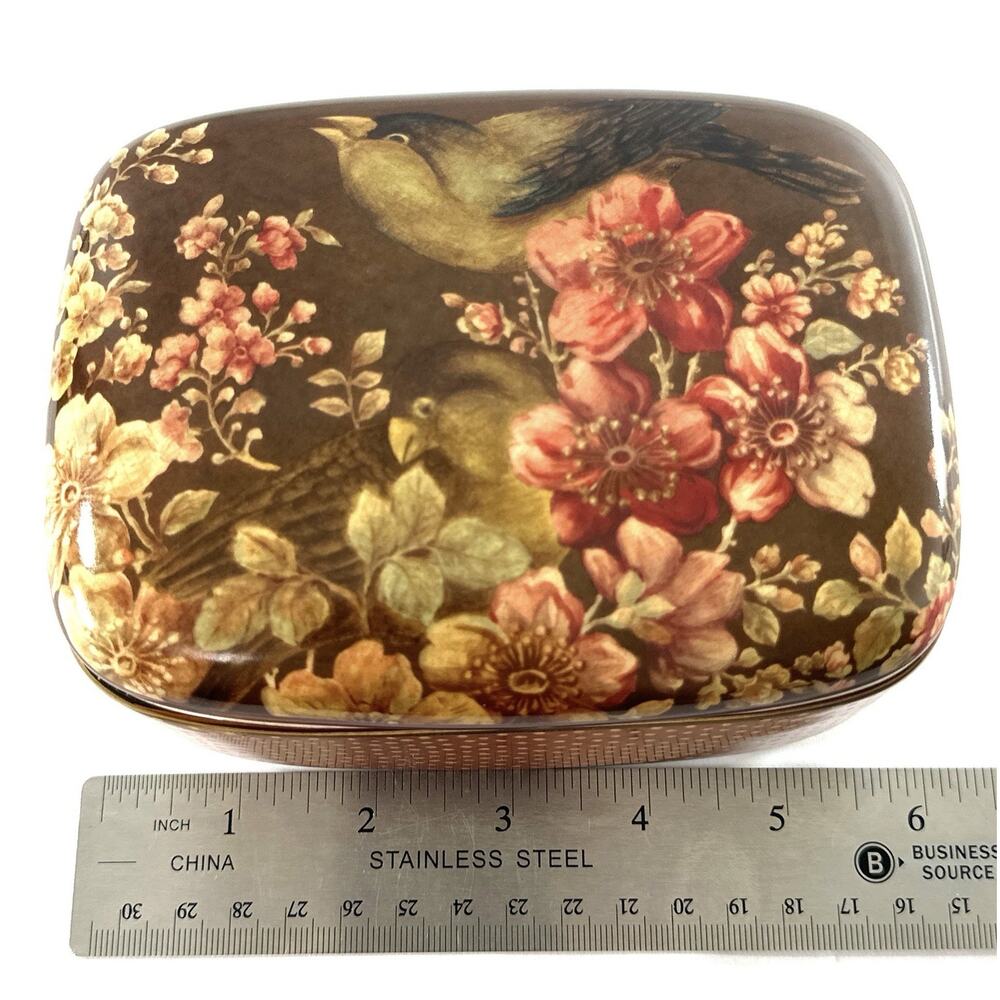 Pottery Barn Sabyasachi Decorative Box Bird Floral Trinket Jewelry Box 6” - Picture 2 of 7