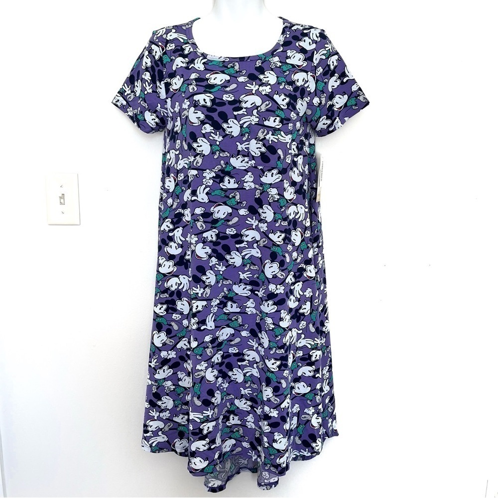 Lularoe Womens NEW Disney Mickey Mouse Dress Size XS Carly T-shirt Dress