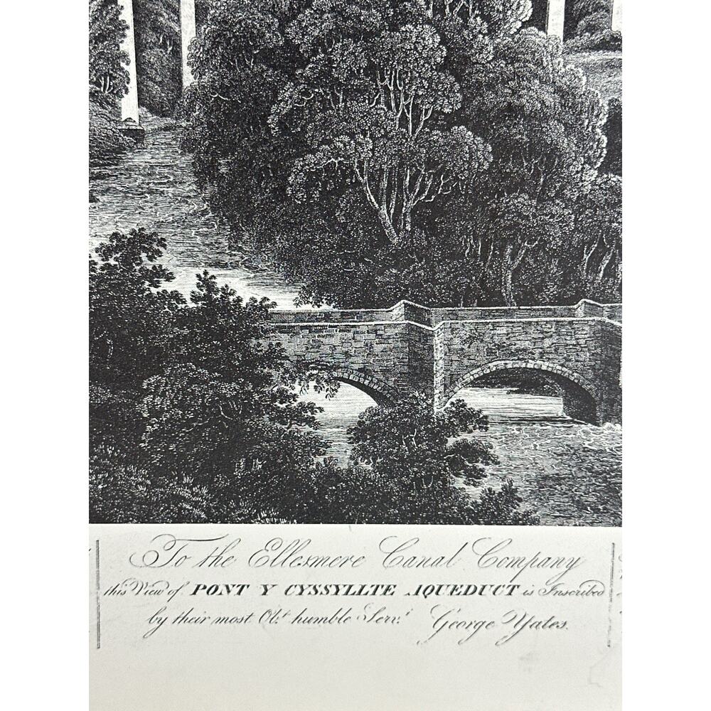 Pontcysyllte Aqueduct Print Thomas Telford Canal Engraving Style Vintage - Picture 6 of 8