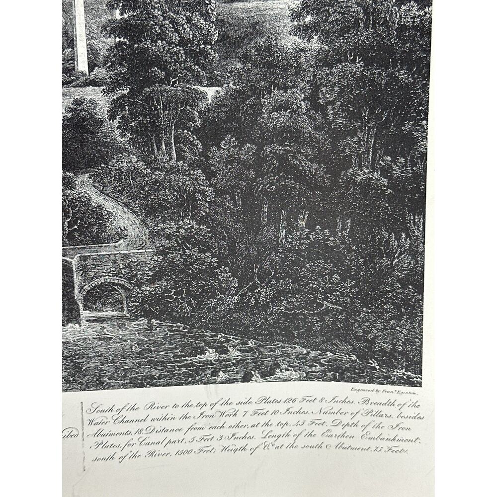 Pontcysyllte Aqueduct Print Thomas Telford Canal Engraving Style Vintage - Picture 7 of 8
