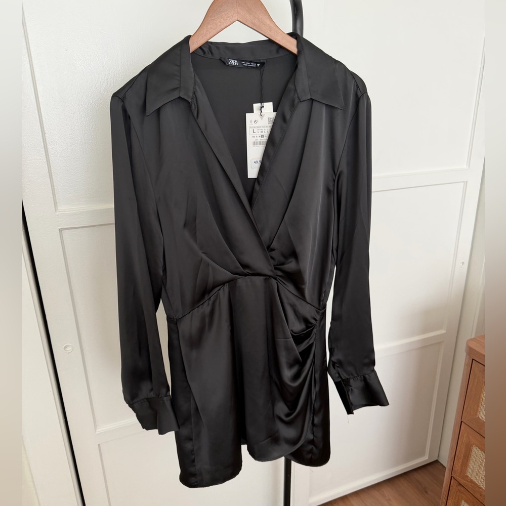 Zara Black Satin Dress