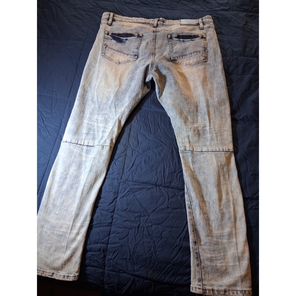 Rue21 Premium Mens Skinny Distressed Light Wash Ripped Denim Jeans 40x32 - Picture 6 of 7