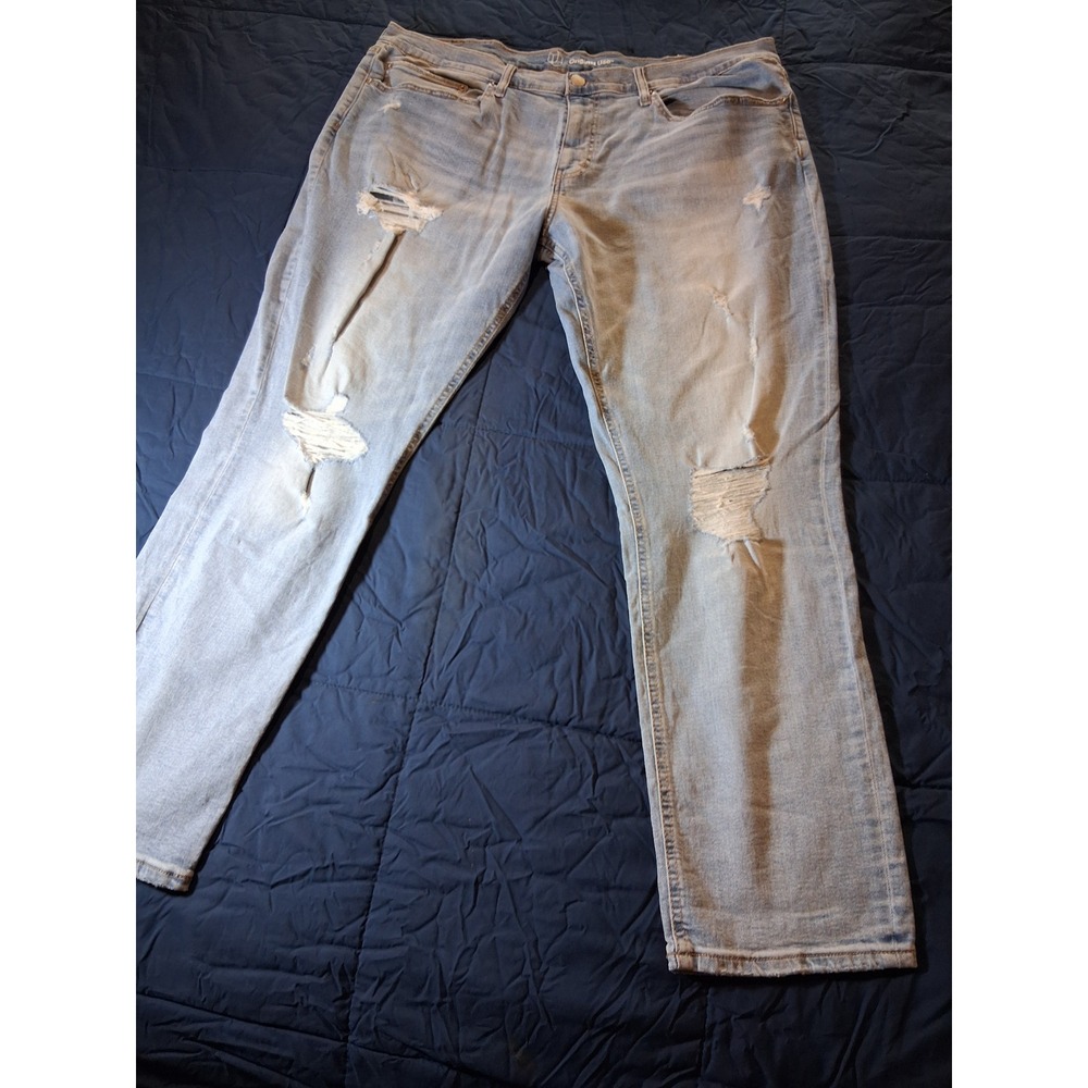 Original Use Mens Distressed Light Wash Straight Leg Denim Jeans 40x32 Blue