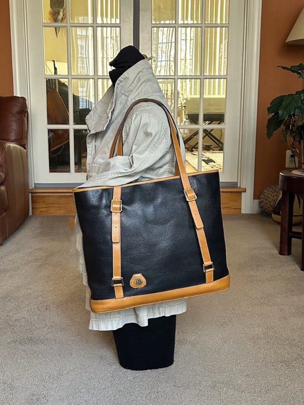 MORABITO Leather Tote Bag Black, Camel Tan - Picture 9 of 15