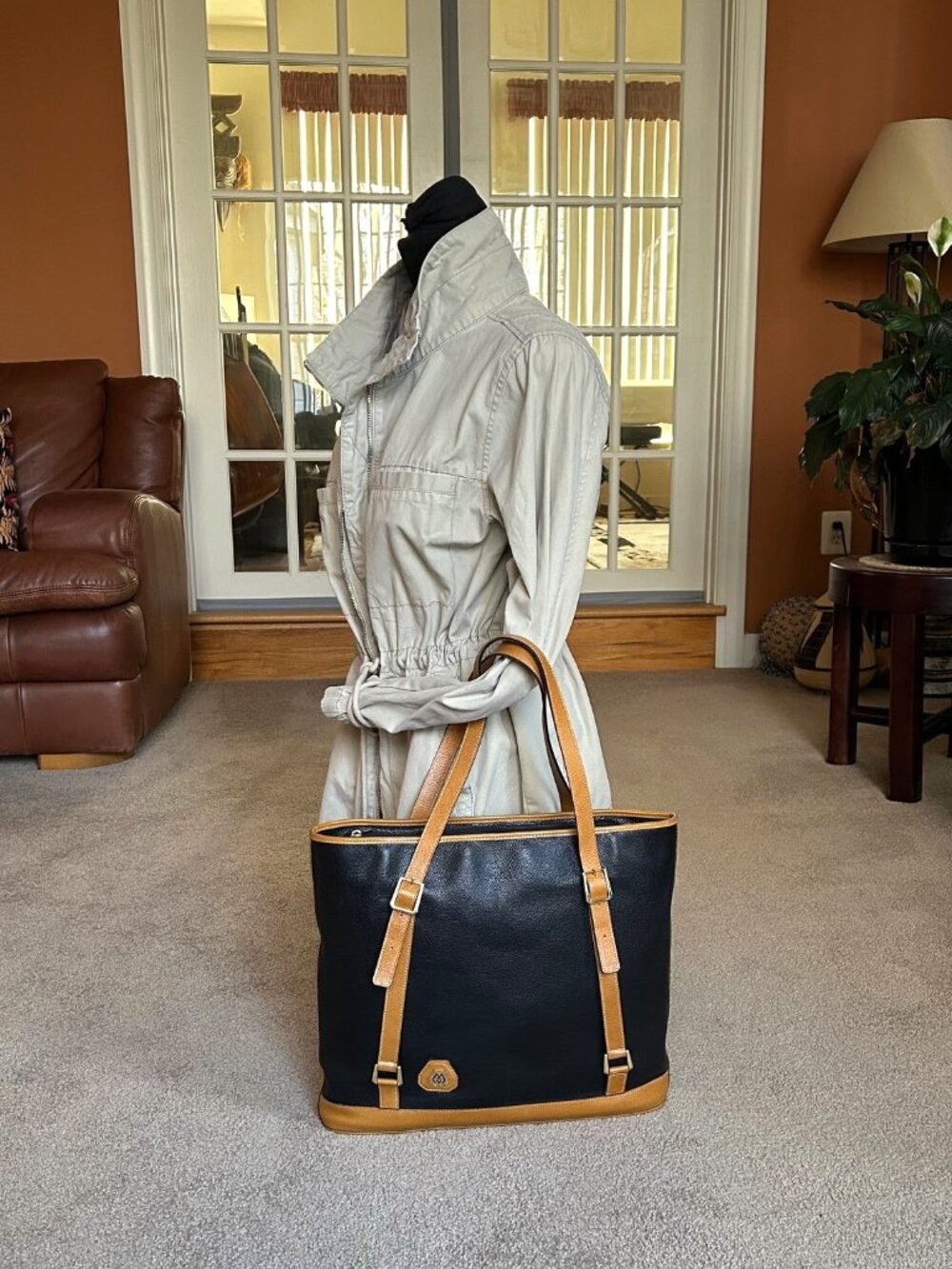MORABITO Leather Tote Bag Black, Camel Tan - Picture 2 of 15