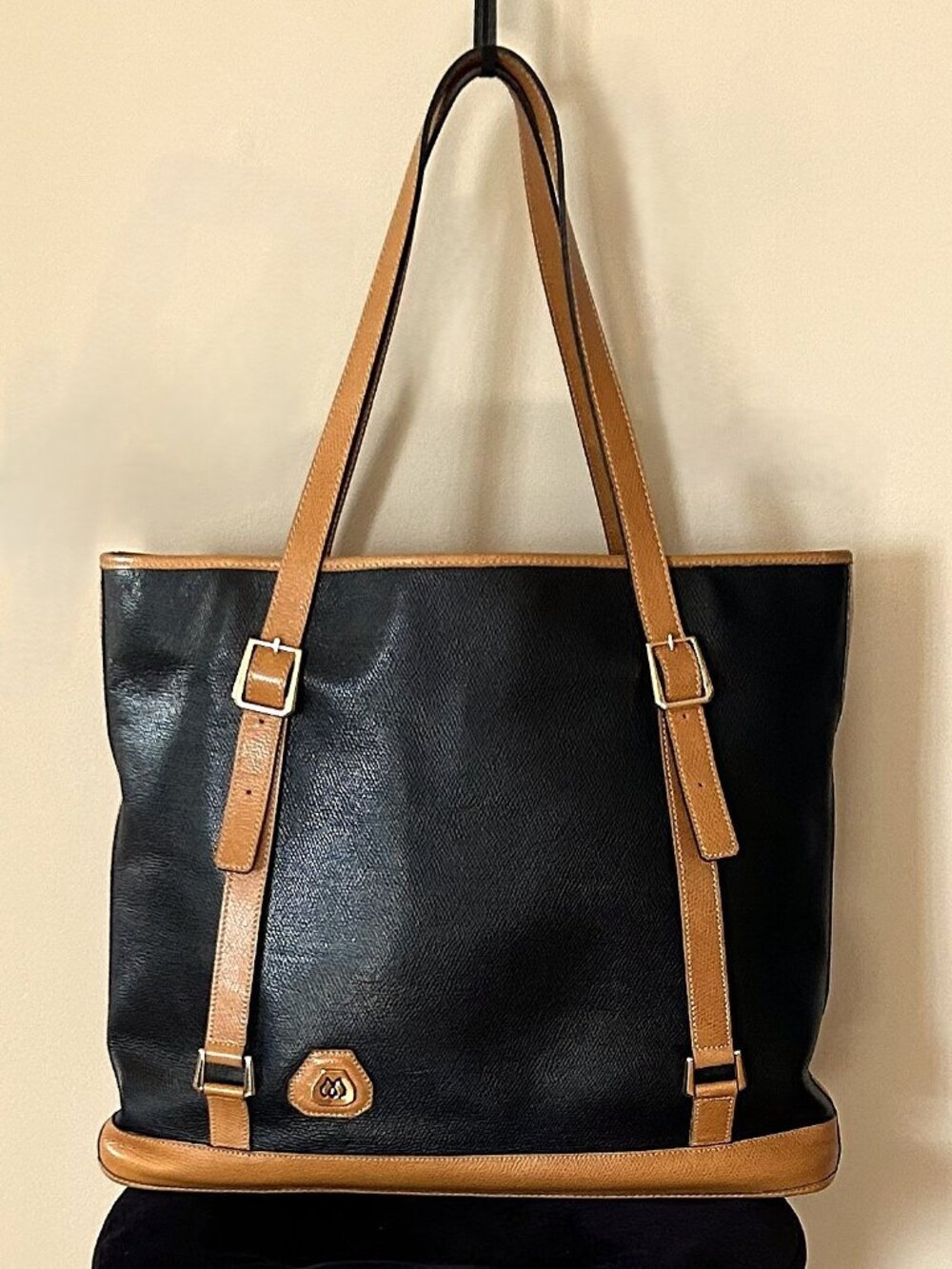 MORABITO Leather Tote Bag Black, Camel Tan