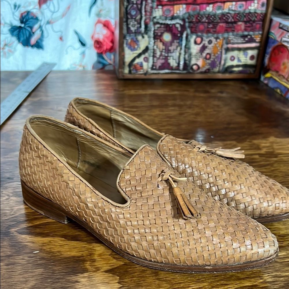 Nisolo Tan Woven Leather Loafers