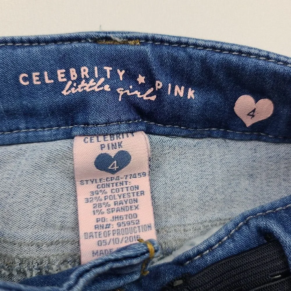 Celebrity Pink Little Girls Adjustable Waist Denim Jean Size 4 - Picture 5 of 6