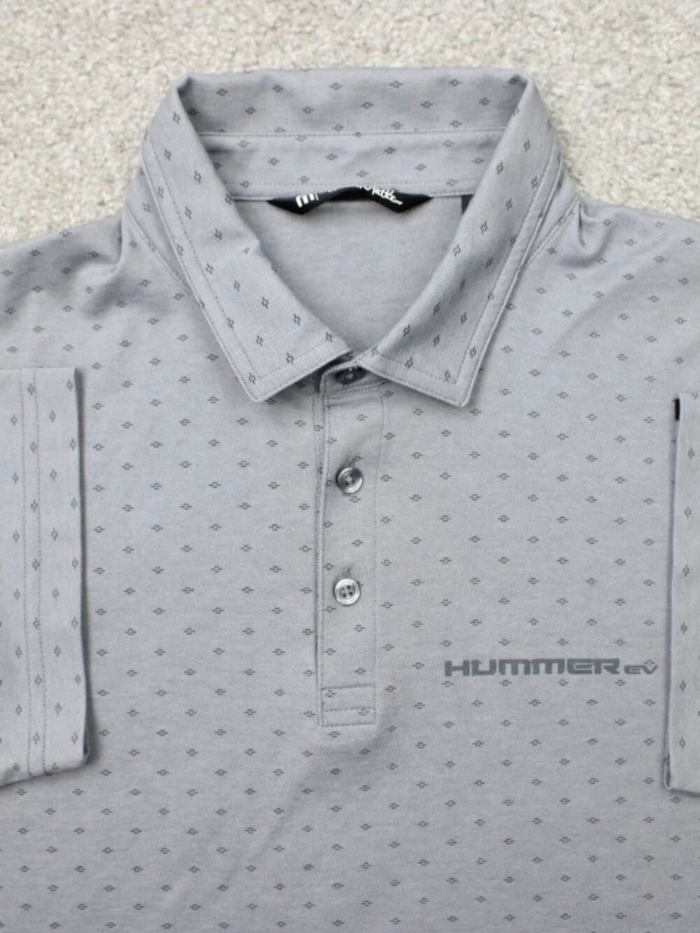 Travis Mathew Polo Shirt Mens Large Gray Geometric AOP Hummer Collection S/S - Picture 1 of 13